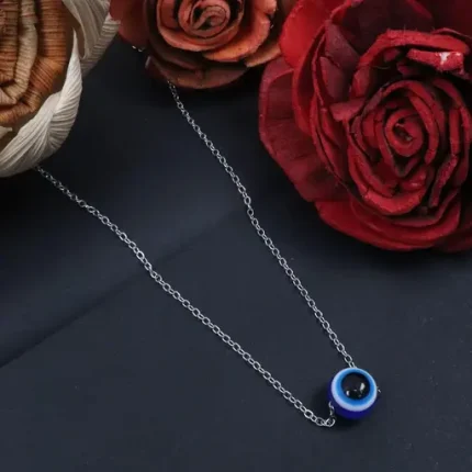 Evil Blue Eye Silver Chain Pendant